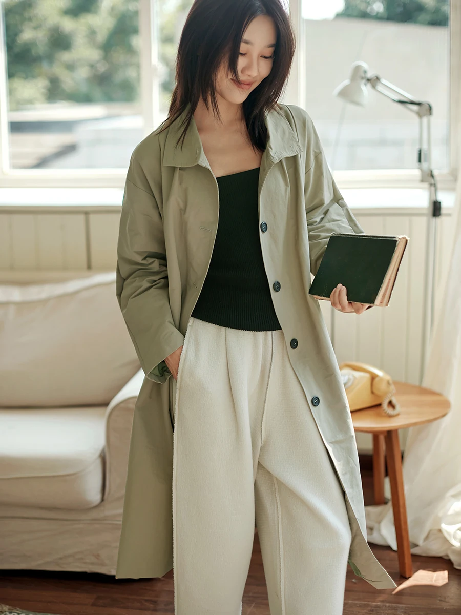 

Длинное пальто-ветровка свободного кроя с поясом, воротником-стойкой, ветрозащитное, повседневное, художественное, весна-осень, новая модная женская верхняя одежда