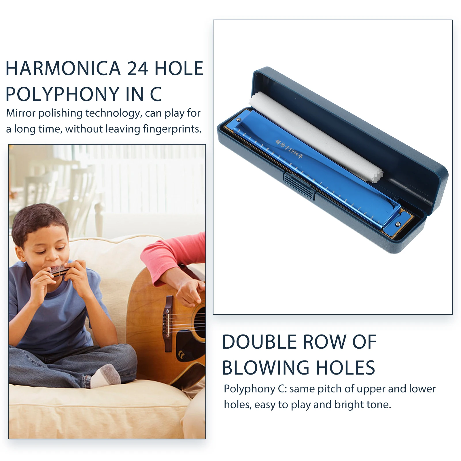

Exquisite Workmanship Harmonica Music Instrument Musical Portable Small Phosphor Bronze Simple Design