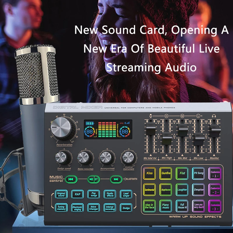 X9 بطاقة صوت حية للكمبيوتر الذكي ، تأثيرات خلاط دي جي ، وحدة تحكم واجهة الصوت ، خلاط صوت مباشر ، بث يوتيوب