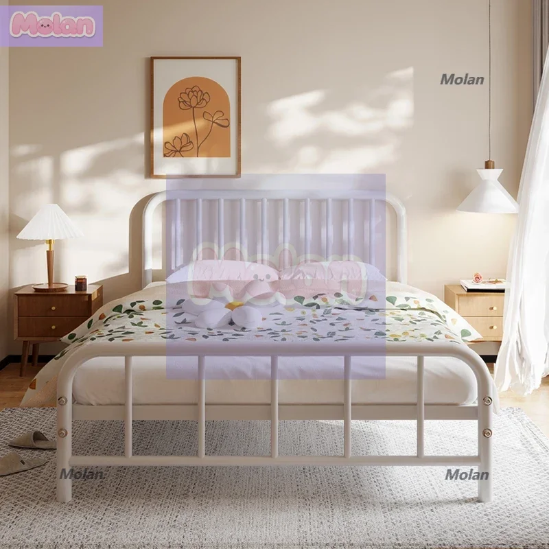 

Modern simple wrought iron bed Internet celebrities ins single double bold thickened 1.2 1.5 meters apartment rental iron frame