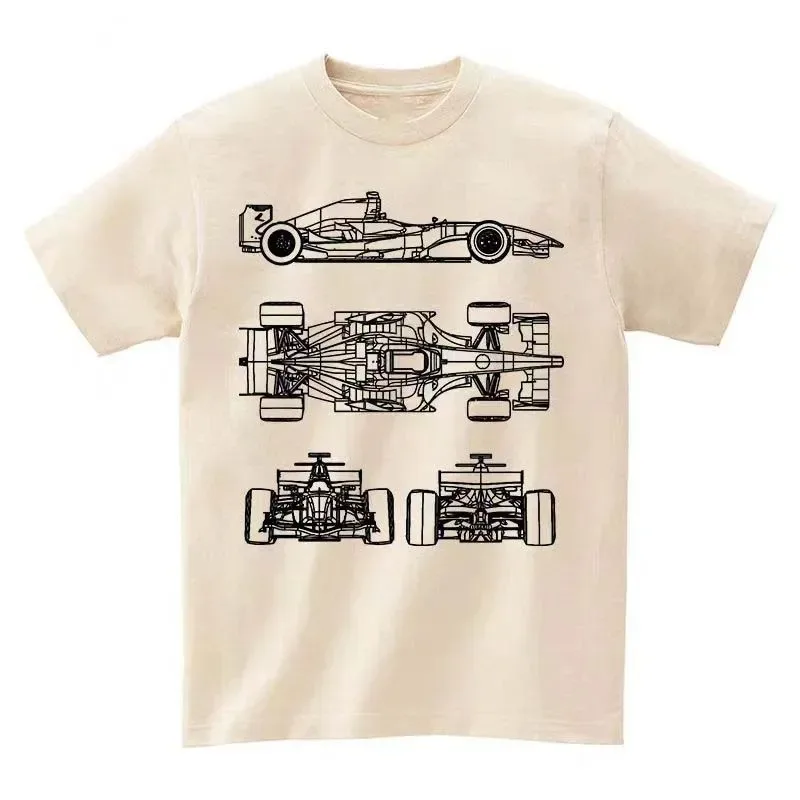 F1 Racing Car Printed Men's T-Shirt Cotton Casual O-Neck Short Sleeve Women‘s Streetwear Tee Oversize F1 Car Tops