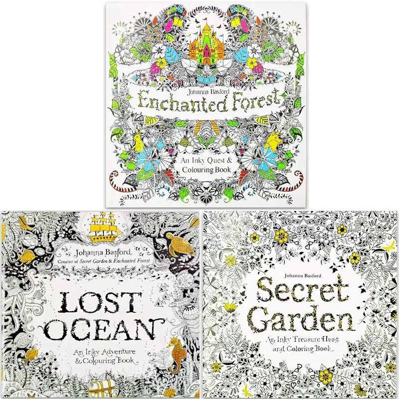 3 Books Different Secret Garden Coloring Book For Adults Children\' Learning Painting Graffiti Art Drawing Book Stationerys Gifts