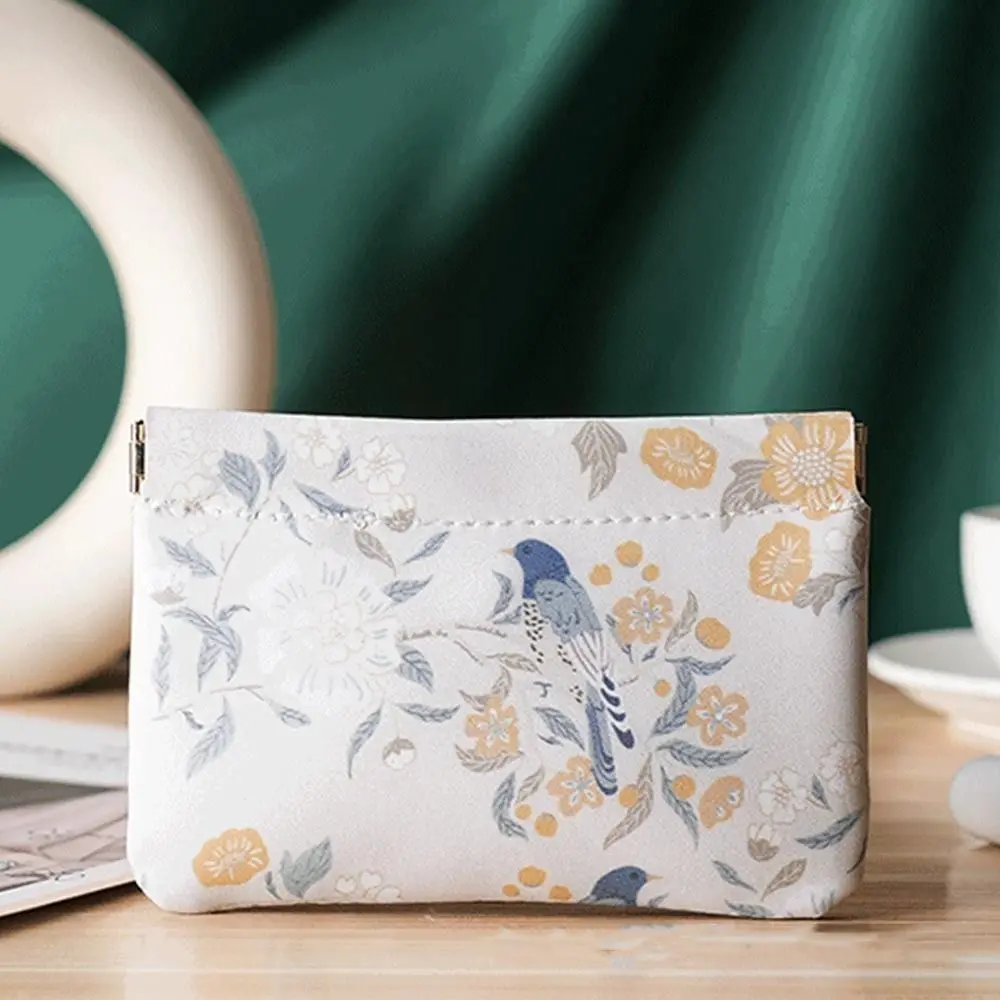 محافظ عملات معدنية بإغلاق تلقائي لطيور الزهور للنساء ، حقيبة مستحضرات تجميل ، حقيبة أحمر شفاه للسفر ، حقائب تخزين من البولي يوريثان مقاومة للماء ، موضة #1
