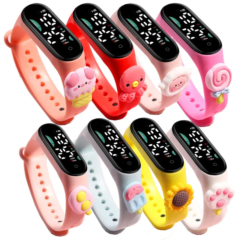 50Pcs/Lot New Cartoon LED Meter Watch Electronic Watch Creative Student Plastic Bracelet Children's Touch Watch Brithday Gift
