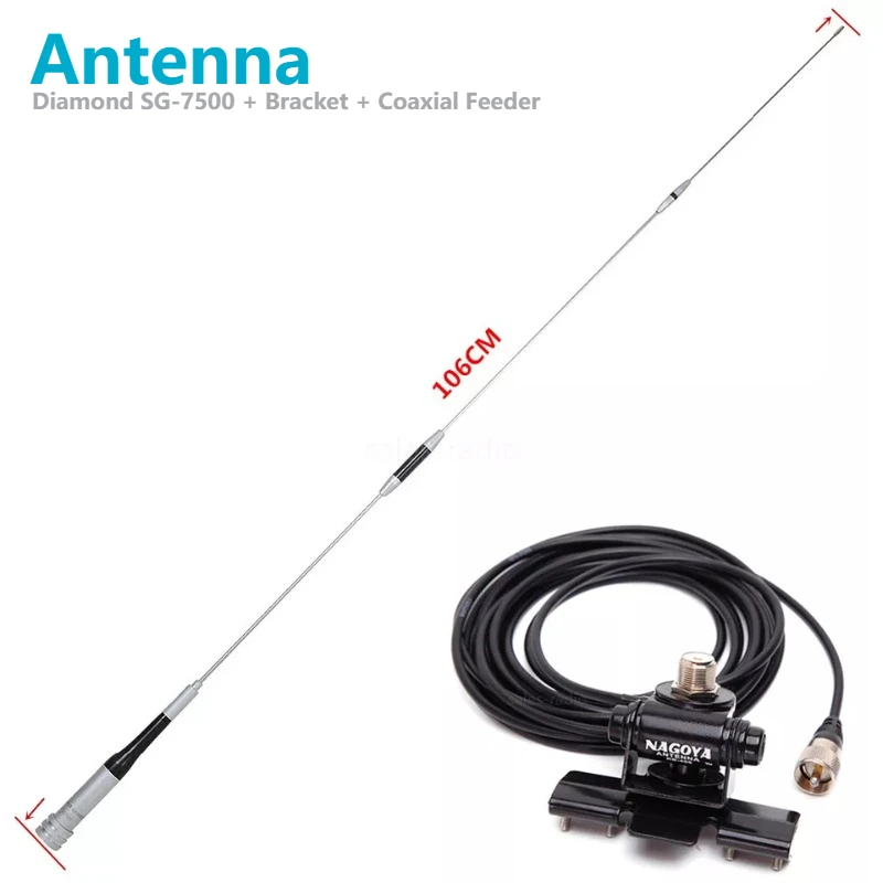 DIAMOND SG-7200 High Gain 144/430MHz VHF/UHF Dual Band Mobile Antenna RB-400 Mount Clip 5M Cable for Kenwood ICOM TYT Car Radio