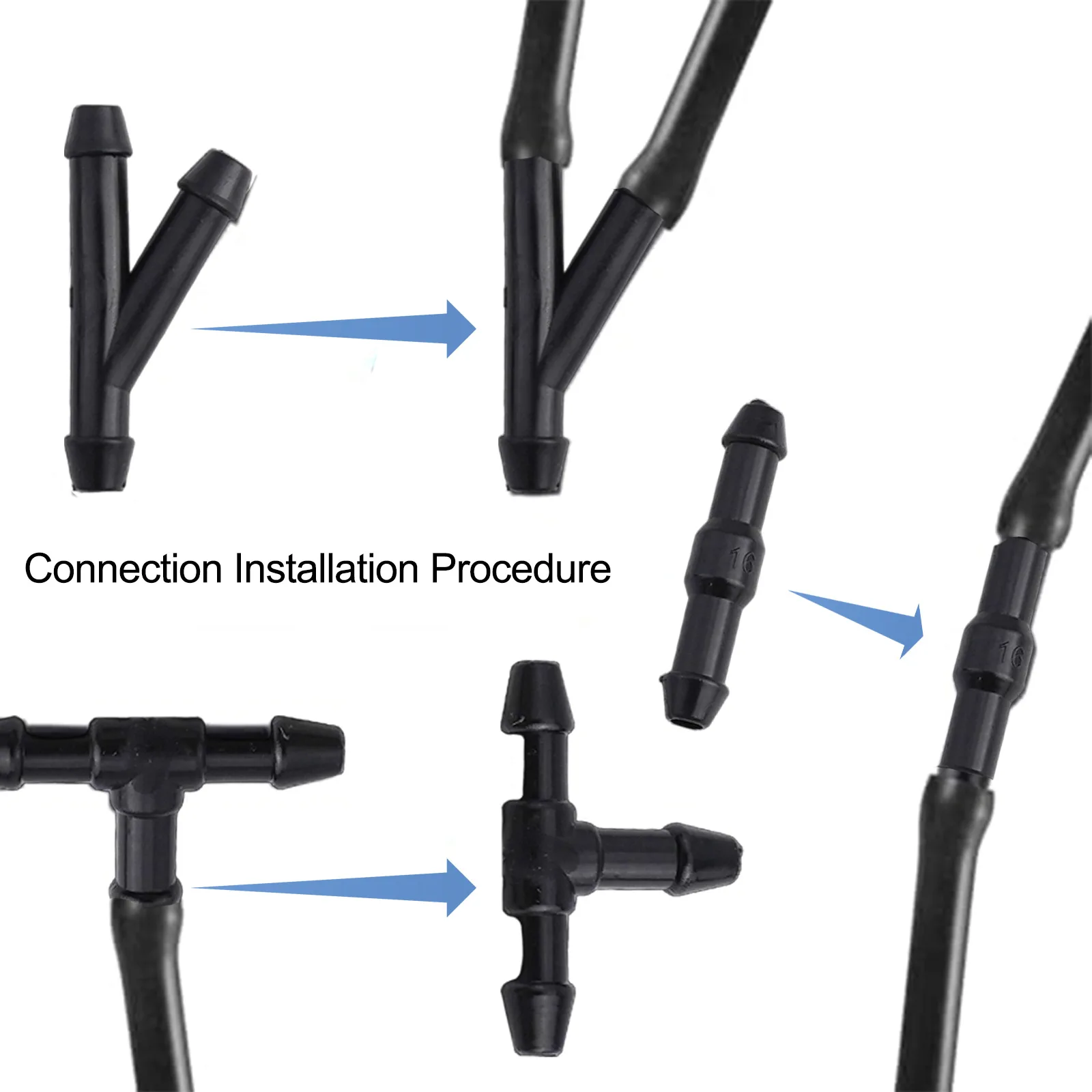 

Car Maintenance Hose Connector Set Car Washer Hose Connector Easy To Install Leak-proof Sturdy Plastic T Connectors