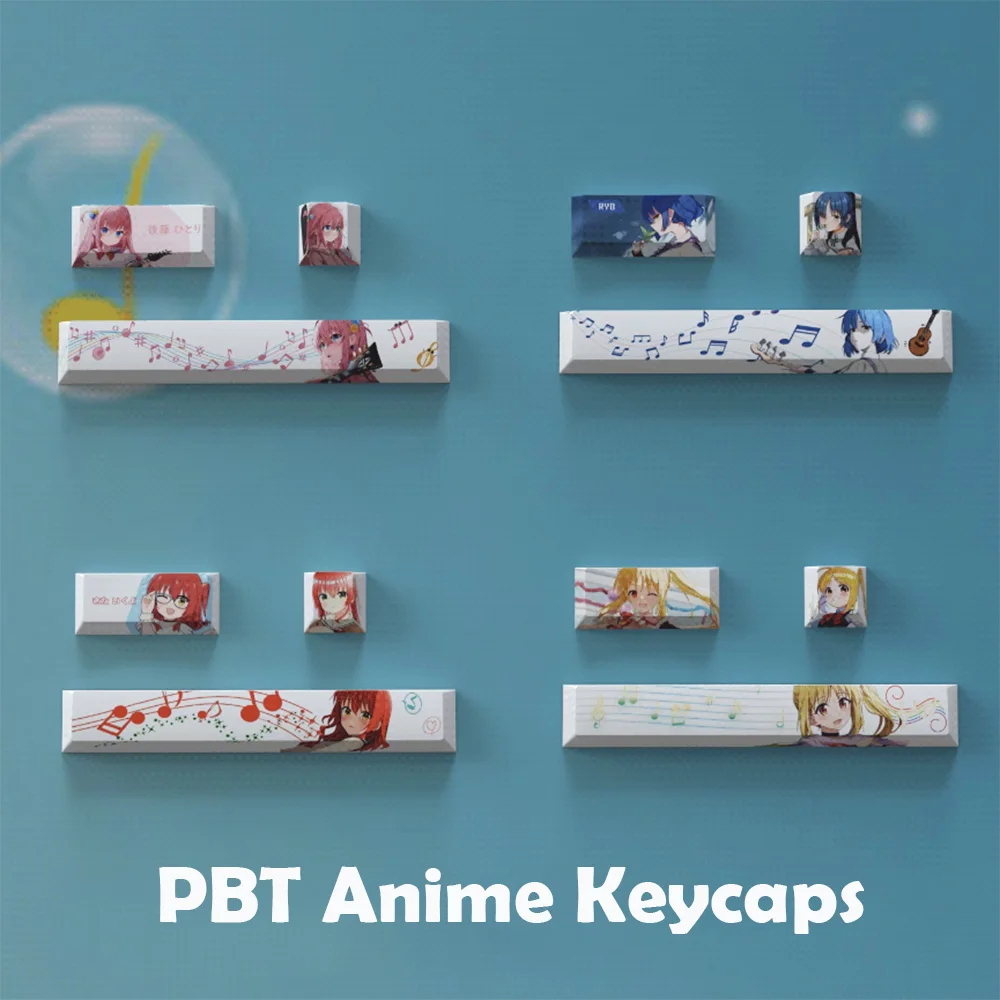 Anime PBT Keycaps Personalized Dye Sublimation Cherry Profile Bocchi The Rock Key Cap For Mechanical Keyboard MX Switch