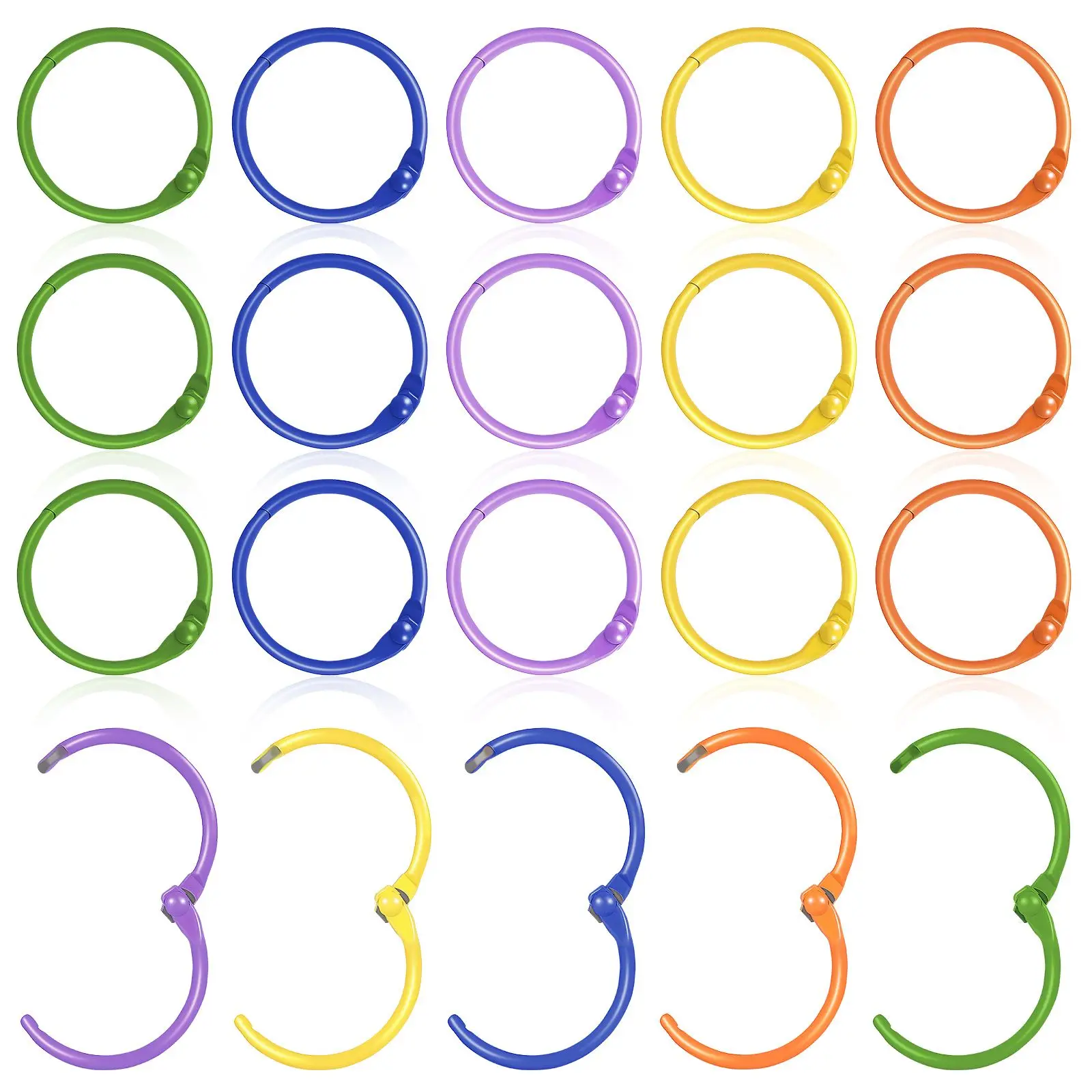 

50pcs Colorful Keychain Craft Rings Metal Binder Rings for Notebook Flashcards Index Recipe Secure Locking Easy Open