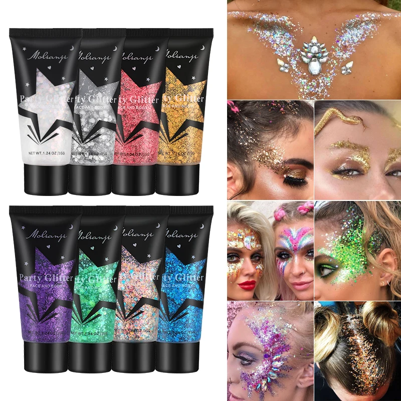 Multi-Colored Glitter, Waterproof and Sweat-Resistant, Suitable for Makeup Parties and Halloween, Creating a Shiny Makeup Look
