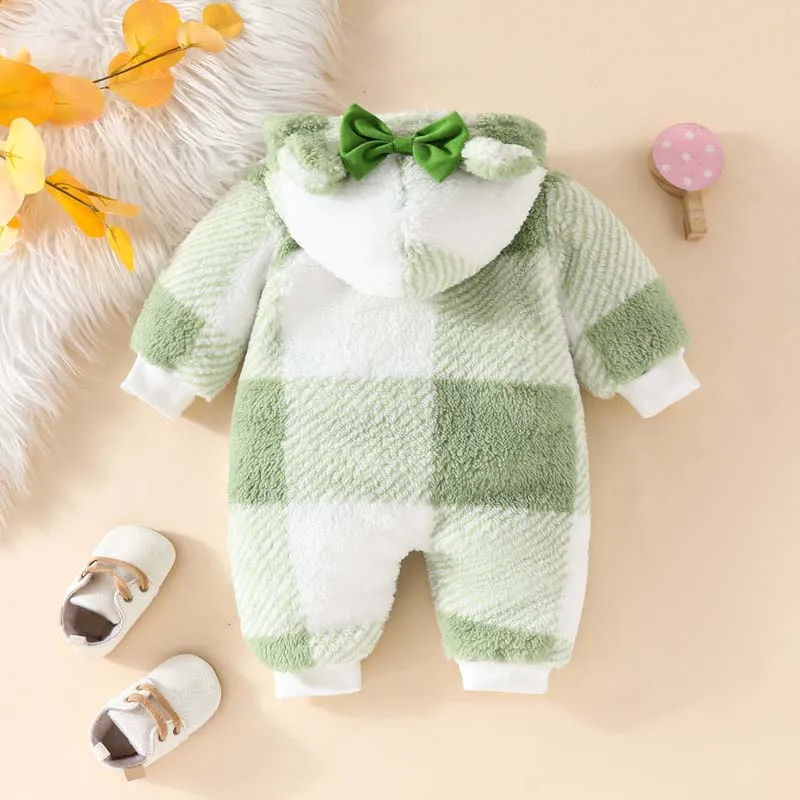 Winter Babykleding Jongens Meisjes Kruippak Bodysuits Met Capuchon Lange Mouw Rits Pluche Jumpsuits Baby Outfits 0 Tot 18 Maanden