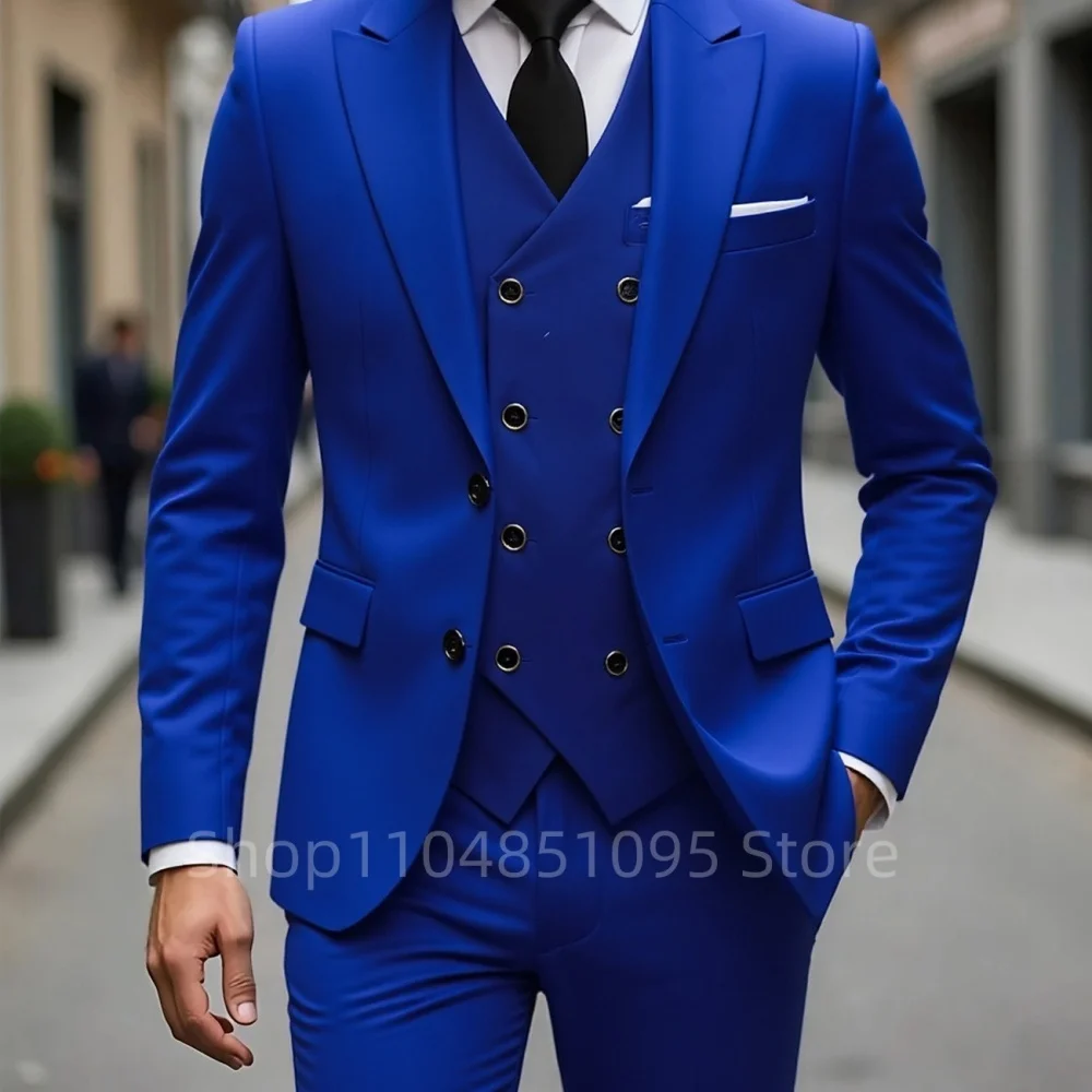 

Solid Color Men's Business Tuxedos Slim Fit Wedding Groomsmen Fashion Lapel Peak Tails Dance Party Ternos Masculinos