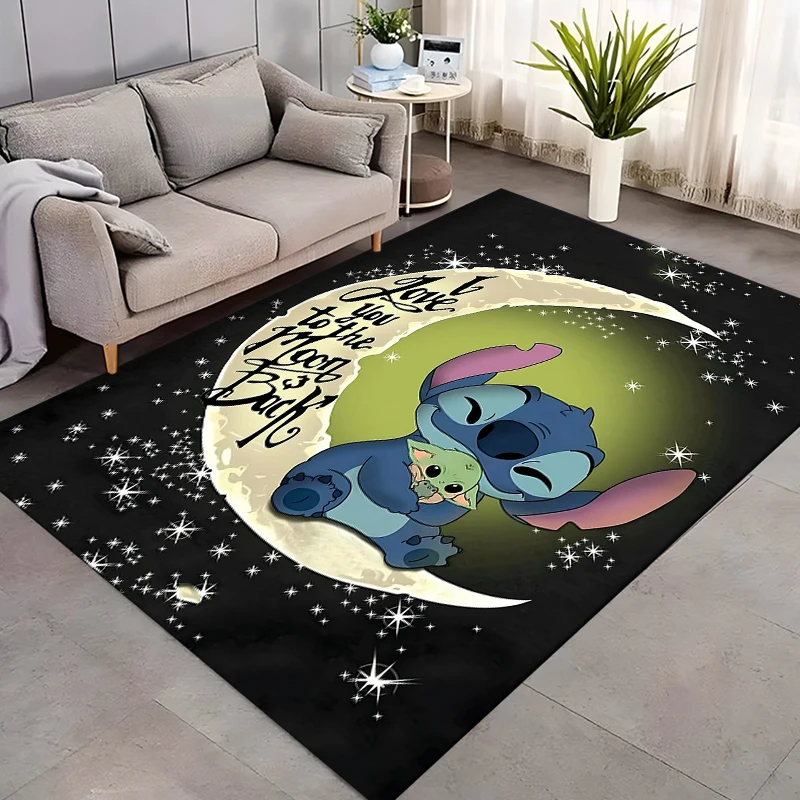 Disney Fashion Stitch 3D Printing Anime Large Area Carpets Home Living Rooms Cartoon Children's Bedroom Sofa Doormat Floor Rugs