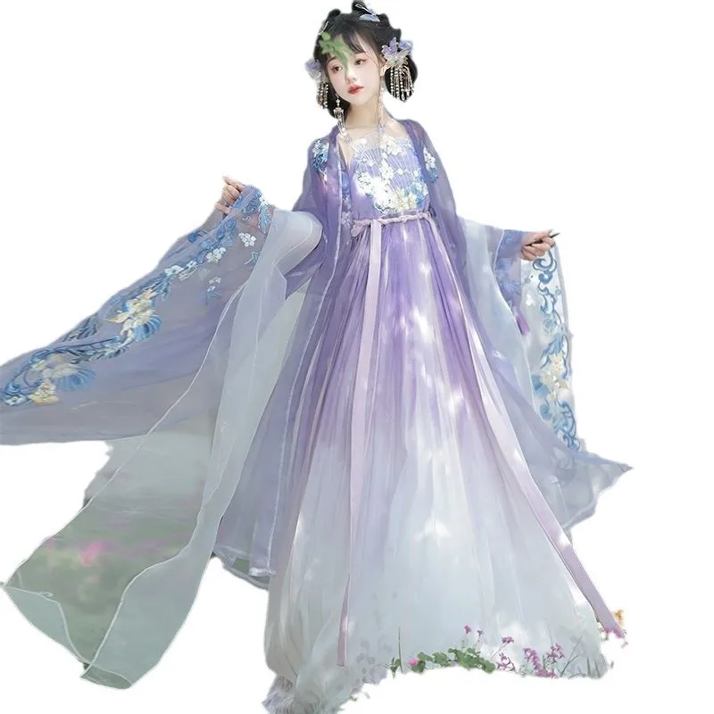 Hanfu Volledig Uitgesneden Cheoko Rok Met Grote Mouwen Voor Dames, Fairy Daily Han Element Ke Zi