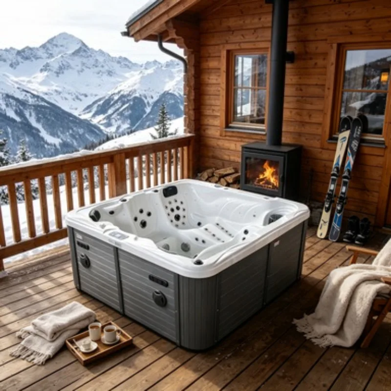 Balboa Control System 4 Person Whirlpool Spa Hot Tub Massage Bathtub Acrylic Jacuzzi Outdoor with LED Lights for Garden