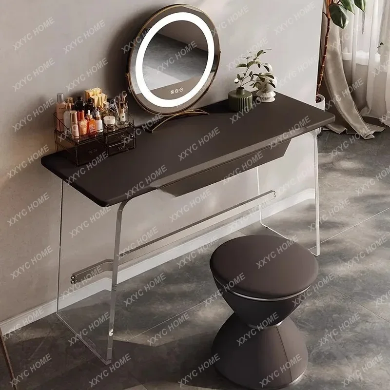 Premium solid wood dresser light luxury small apartment bedroom walnut acrylic suspension dresser