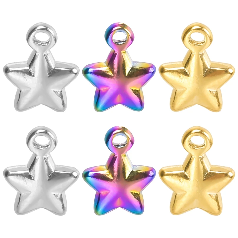 5 Stück Sternenhimmel-Serie, Stern-Charms, Design, eleganter Anhänger, kein Verblassen, DIY-Herstellung von Schmuck, Ohrringen, Halsketten, Metallmaterial