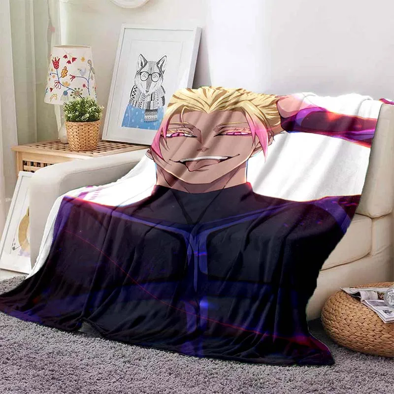 Anime B-BLUE L-LOCK Shidou Print Flannel Blanket Ultra Soft Warm Throw For Bedroom Living Room Indoor Home Decor Holiday Gift