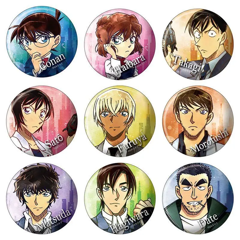 Detective Conan Anime Edogawa Conan Haibara Ai Hagiware Kenji Matsuda Jinpei personaje insignia Pin mercancía coleccionable