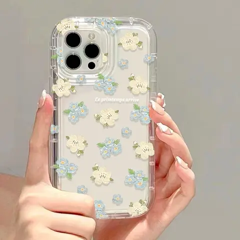 Transparent Flowers Phone Case For iPhone 15 Pro Max Cases Funda iPhone 11 12 13 14 Pro XS Max XR X SE 2022 7 8 Plus Cases Cover