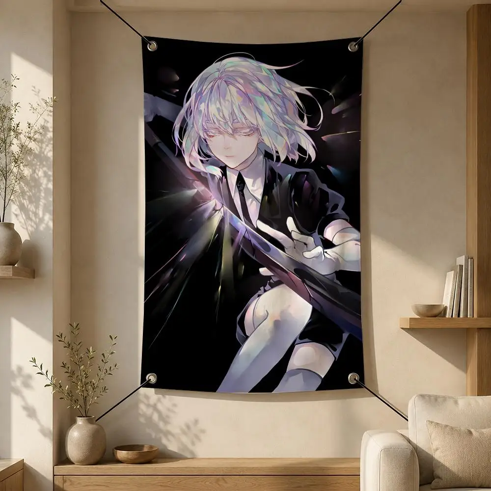 Anime L-Land of the Lustrous Flags Flag Banner Wall Hanging for Bedroom Dorm Room Home Bar Party Indoor Outdoor Wall Decor