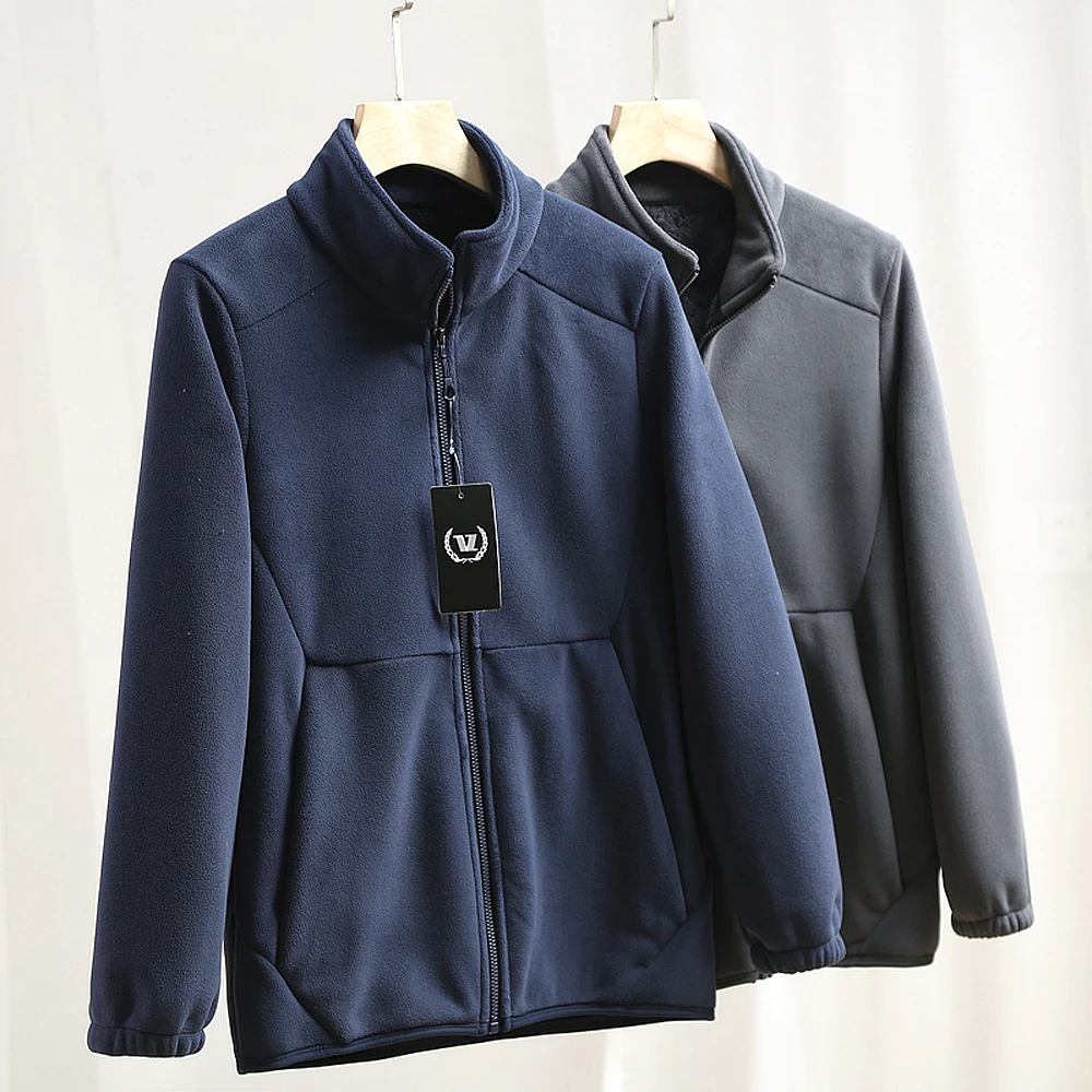 

Treasure Find! Autumn Winter Men's Fce Lined Zipper Jaet Stand Fit Polyester Blend Long Sve Stand Collar Outerwear