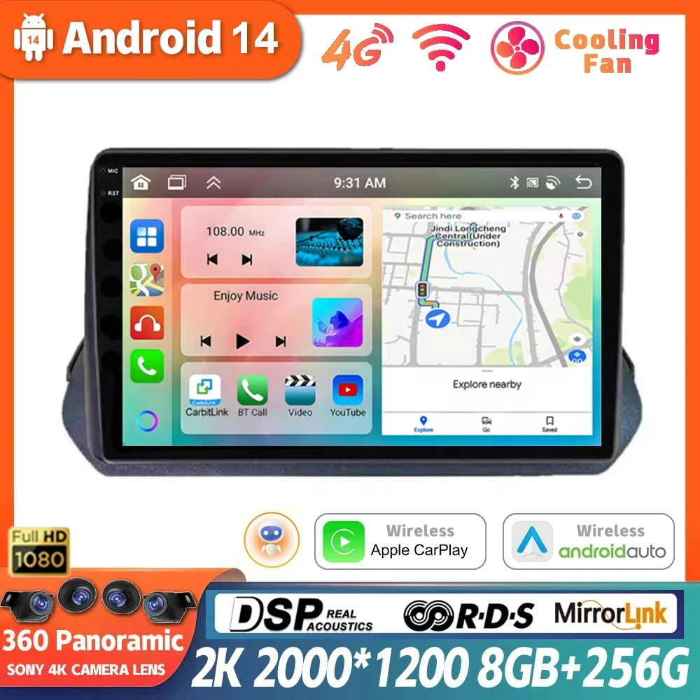 Android 14 For Mitsubishi Outlander TRITON 2023 Car Radio Multimedia Video Player Navigation GPS 360 Camera Auto Carplay 4G BT