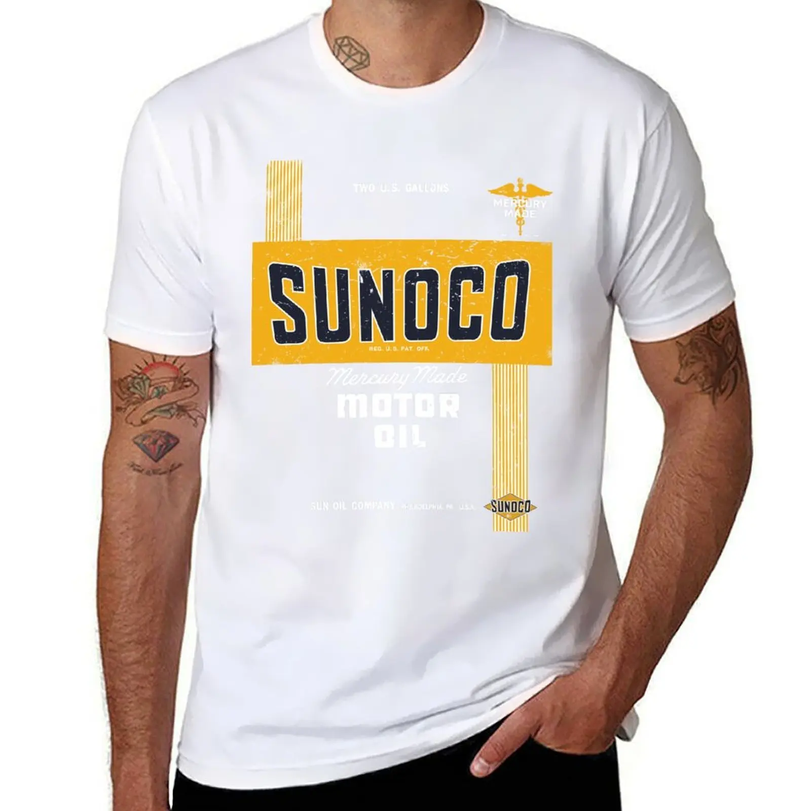 

Sunoco Motor Oil Retro Distressed Design T-Shirt men t shirt cotton 100% t shirts for man pack cotton T-Shirt