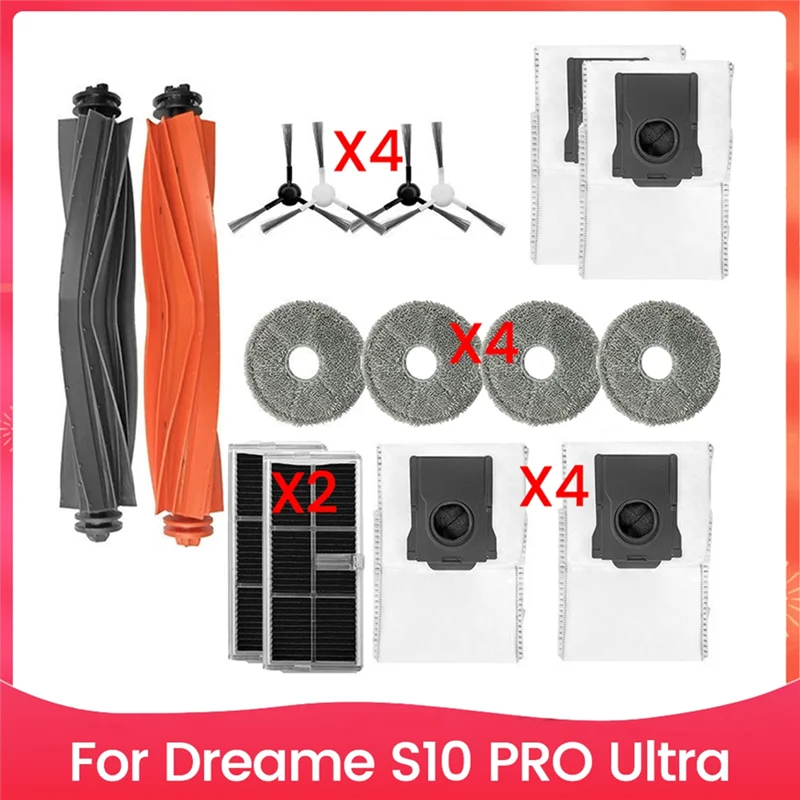 B99A-16PCS Roller Brush Filter Mop Cloth Dust Bag Set For Dreame S10 Pro Ultra Vacuum Cleaner Accessories Replacement Parts