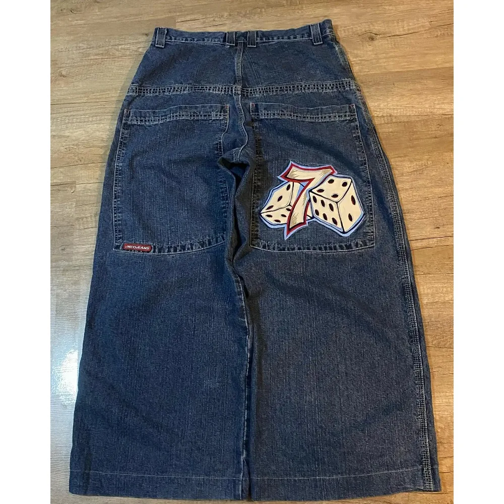 

Y2k Jeans JNCO Baggy Jeans Hip Hop Rock Embroidery Pattern Men Women New Retro Harajuku High Waist Wide Leg Jeans Streetwear