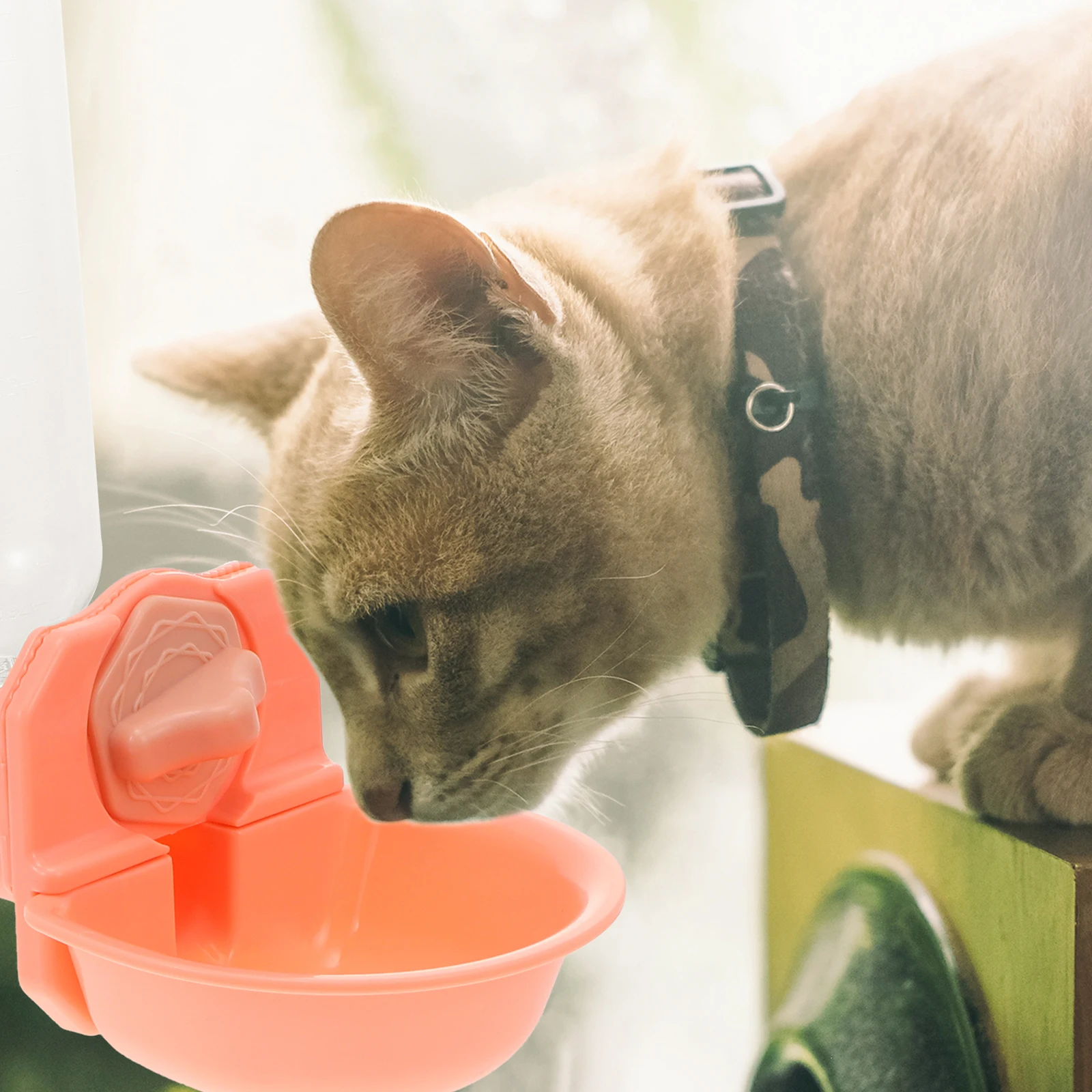 

Spill Proof Dog Water Bowl Automatic Pet Drinking Fountain Feeder The Cat Dispenser Pink Abs