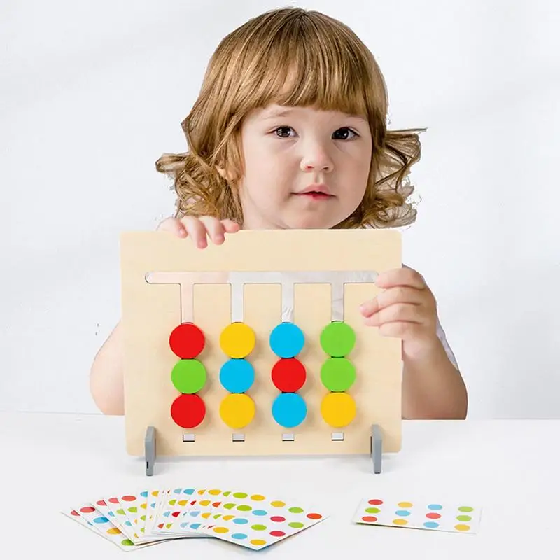 Sliding Puzzle For Kids Four-Color & Shape Puzzle Game Slide Puzzle Montessori Learning Toys Logic Game Preschool Educational