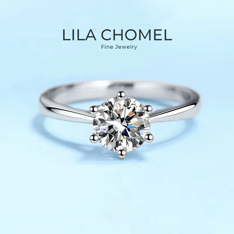 

Women Engagement 18K White Gold Wedding Band 0.5/1/2CT VVS1 D Color Moissanite Diamond Girl Birthday Gift Rings Valentine's Day