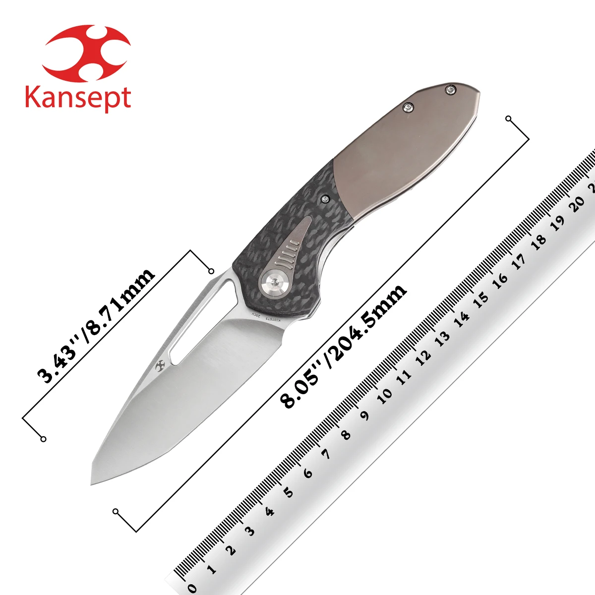 Kansept New Release Thoth K1075T3 Satin CPM 20CV & Twill Carbon Fiber Thumb Hole Lightweight Pocket Knife for Everyday Carry