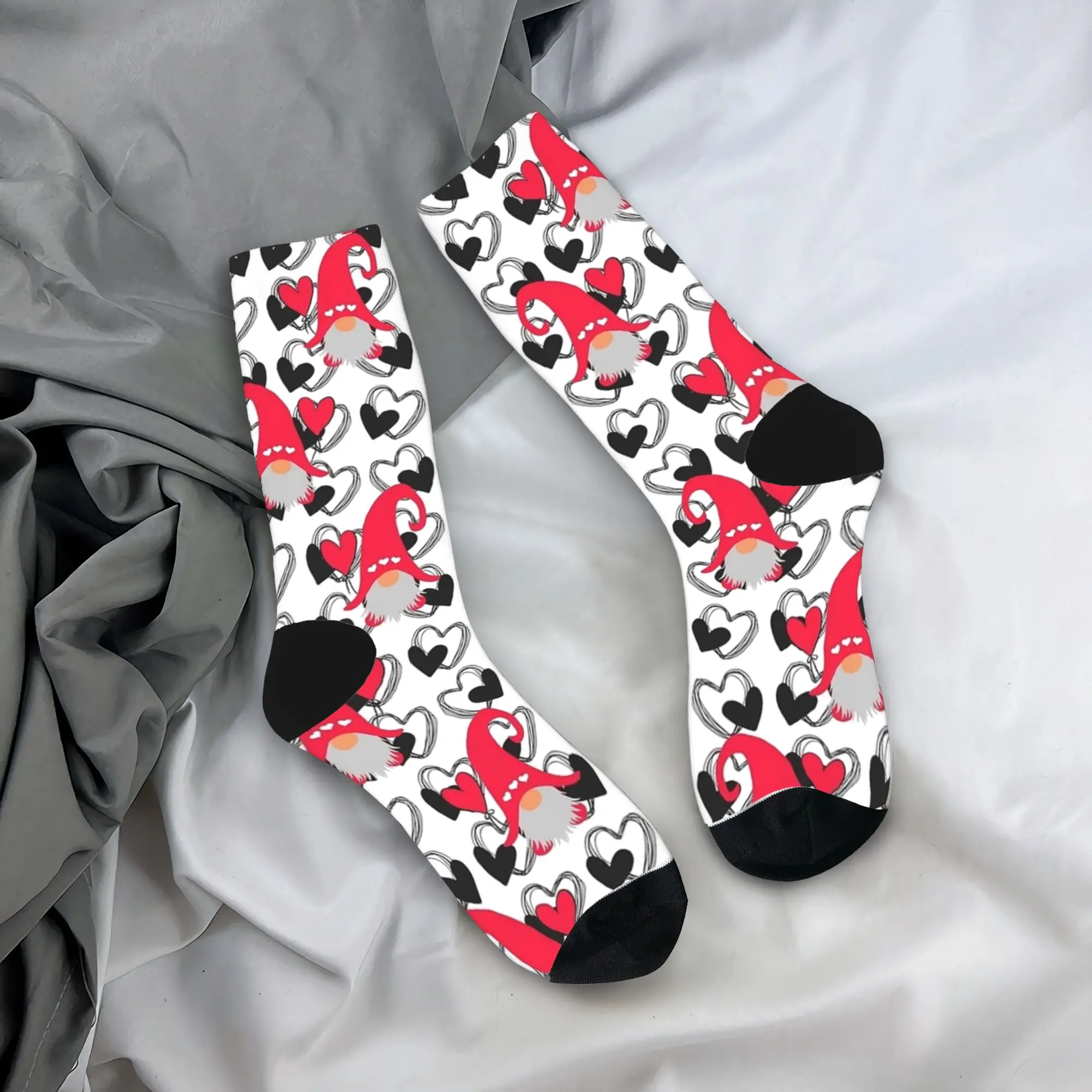 

Рождественские гномы с сердцем, носки на день Святого Валентина, чулки, зимние нескользящие носки для взрослых и мужчин, высококачественные дизайнерские уличные носки