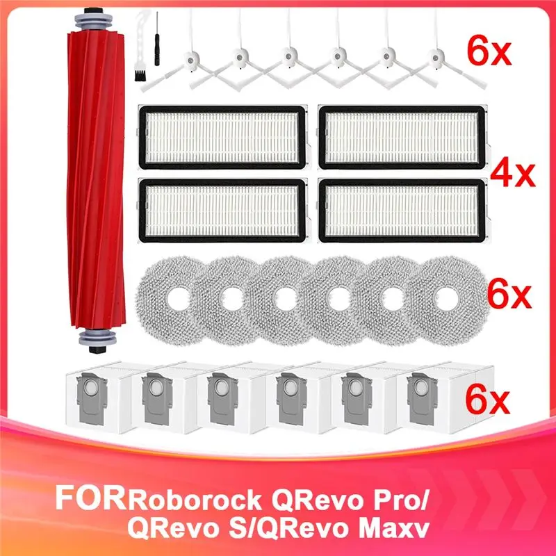 A74E-Accessory Set For Roborock Qrevo Pro/Qrevo S/Qrevo Maxv Robot Vacuum Cleaner, For Roborock Replacement Parts Main Brush