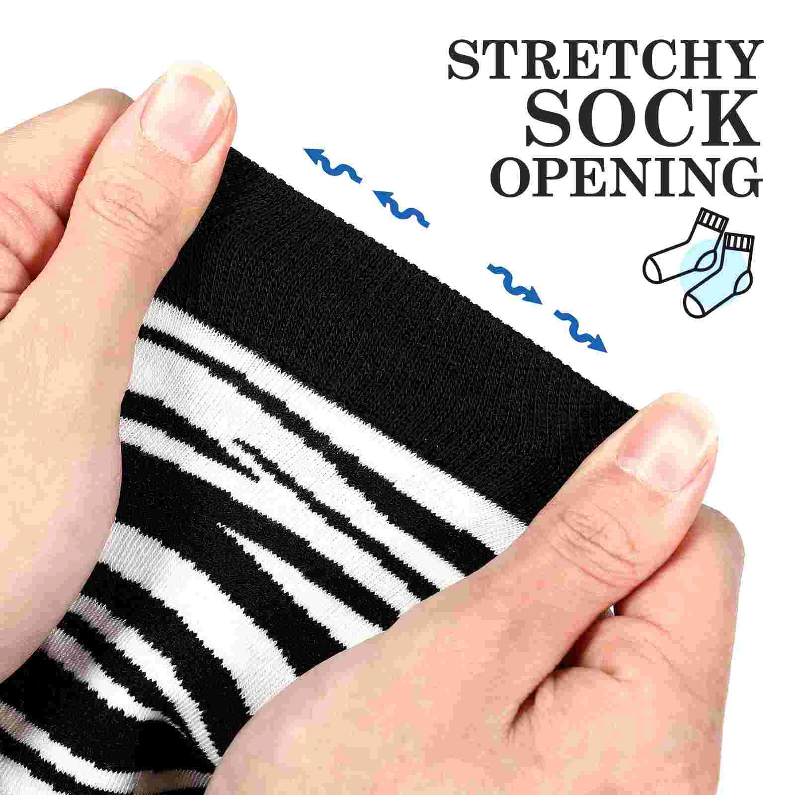 Animal Pattern Socks Zebra Boys White Crew Cotton for Women Women's Mens Striped