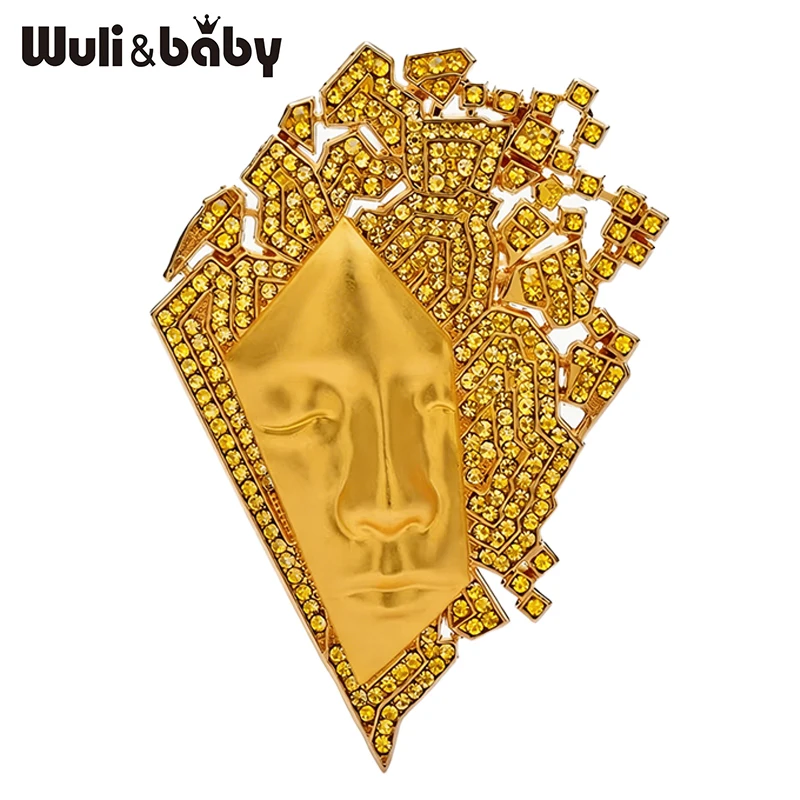 Wuli&baby Sparkling Face Brooches Rhinestone Art Character Figure Party Office Brooch Pins Gifts