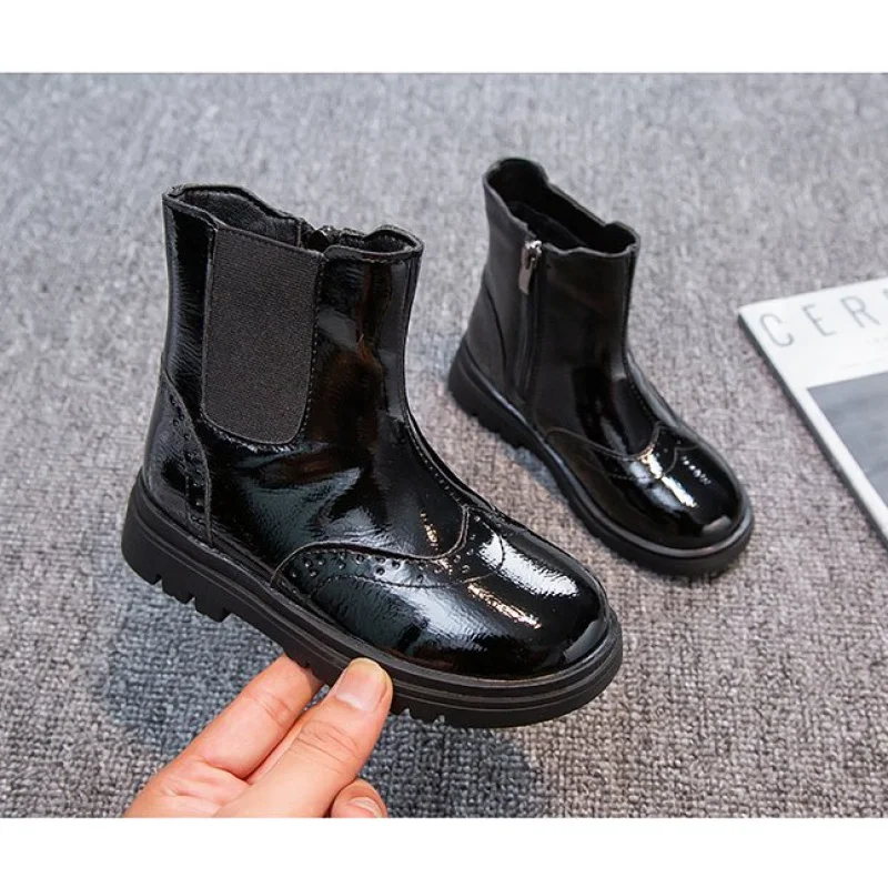 

New Kids Fashion Boots for Boys Girls Toddlers Big Children Ankle Boots with Zipper Warm Thick Plush Autumn Winter Chelsea Boots