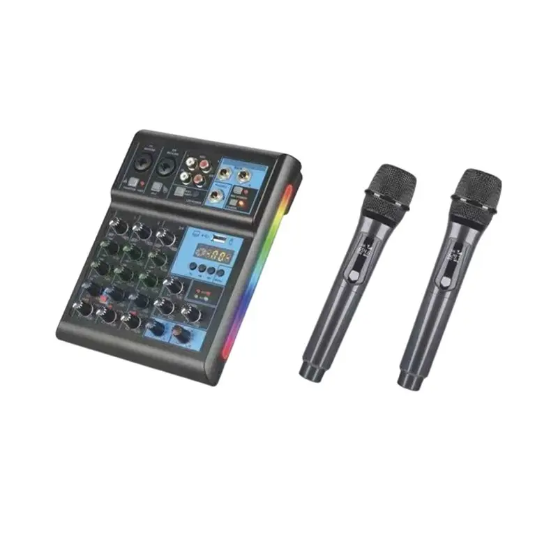 

DJ Mixing Console Four Channel Mixer With Bluetooth Karaoke System 48V Power Monitor Type-C Audio