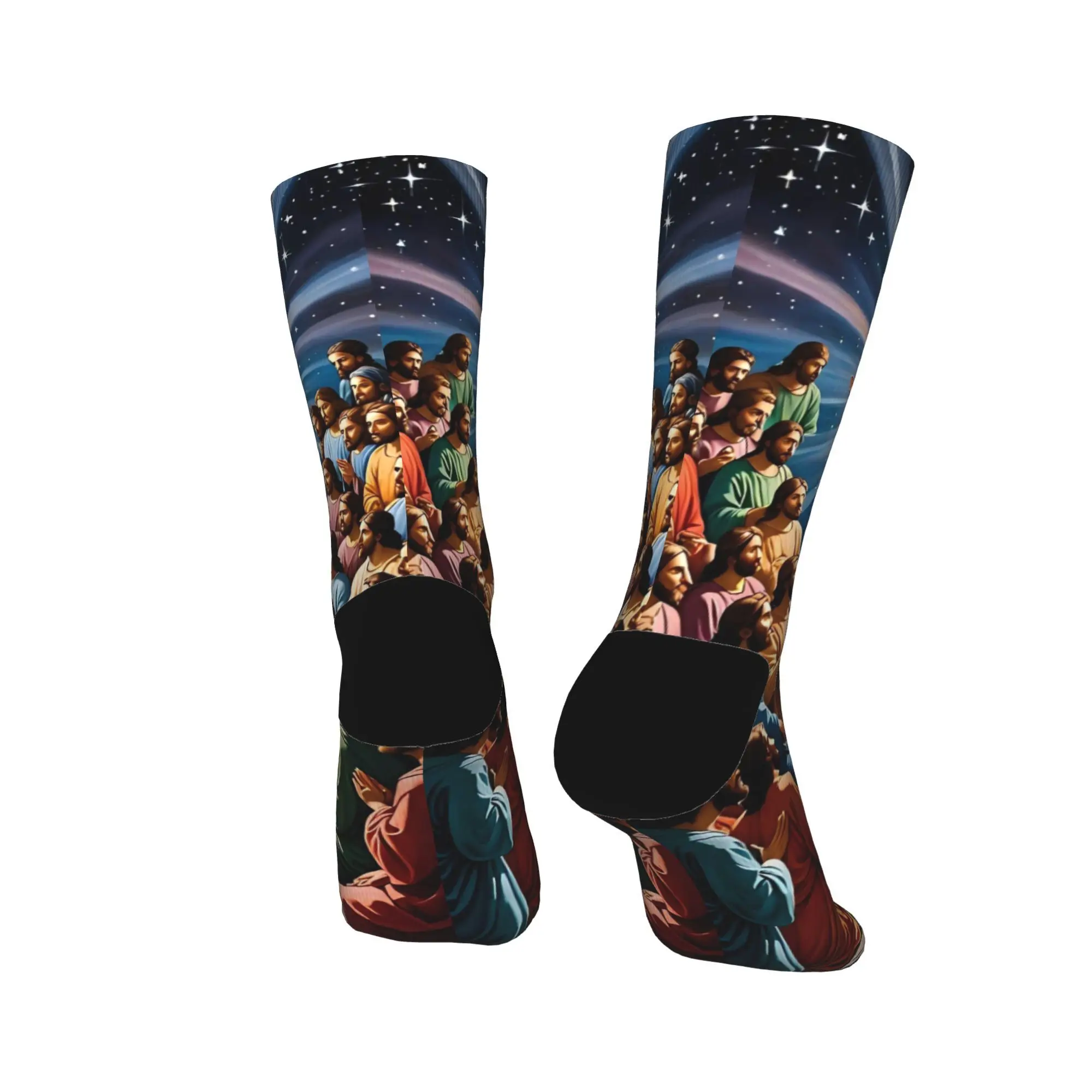 Meias masculinas mito jesus novidade diversão meias outono retro macio respirável meias personalizadas escalada não skid meias