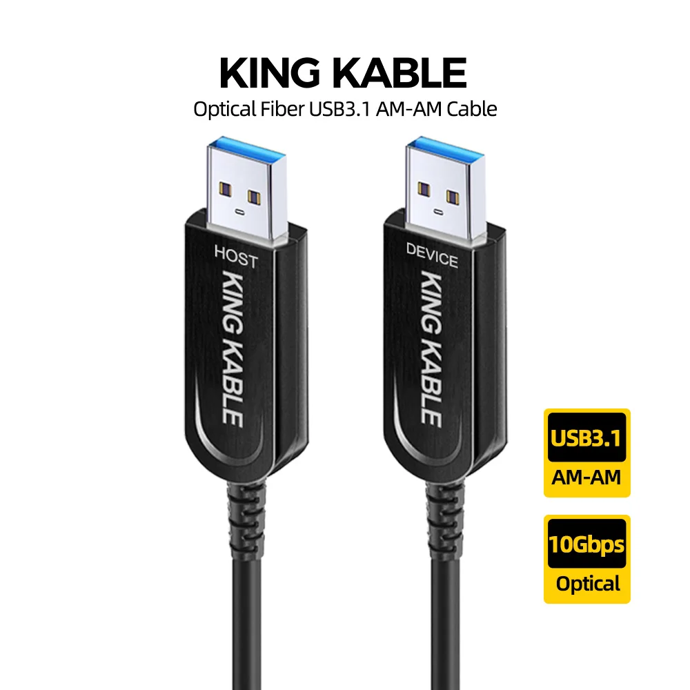 KING KABLE Optical Fiber USB3.1 USB3.0 A Male to Male Extension Cable 10Gbps AM to AM USB2.0 USB1.1 For Camera Hub Cord 8M10M