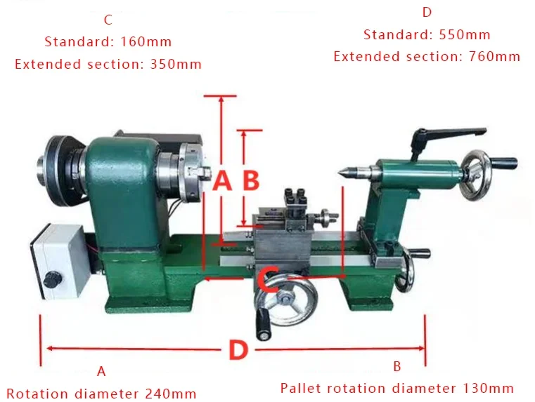 35mm Through Hole, Cast Iron Integrated Lathe, Copper, Aluminum, Wood, Handicraft, Billiard Cue, Diy