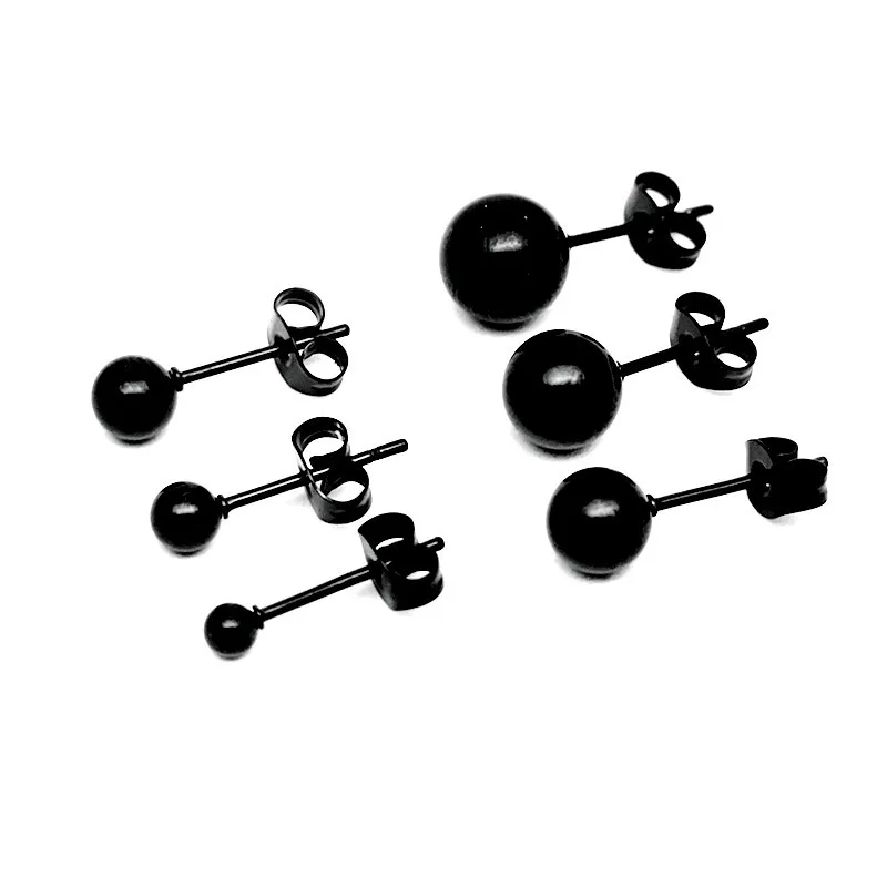 10pcs/lot Solid Round Ball Earring Stud Post Fit 316L Stainless Steel Hypoallergenic Bead Earring Jewelry 2/3/4/5/6mm