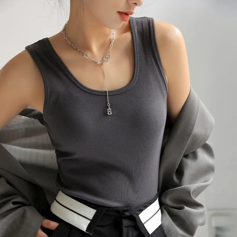 2024 Soft Viscose Tank Top Women Casual Sleeveless Basic Bottom Shirt Streetwear Top Summer Clothes For Women Vintage BüStiyer