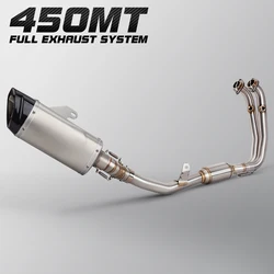 For CFMOTO 450MT 450 MT ADV Motorcycle Full System Exhaust Pipe Modify Stainless Steel Front Middle Link Tube Carbon Tip Muffler