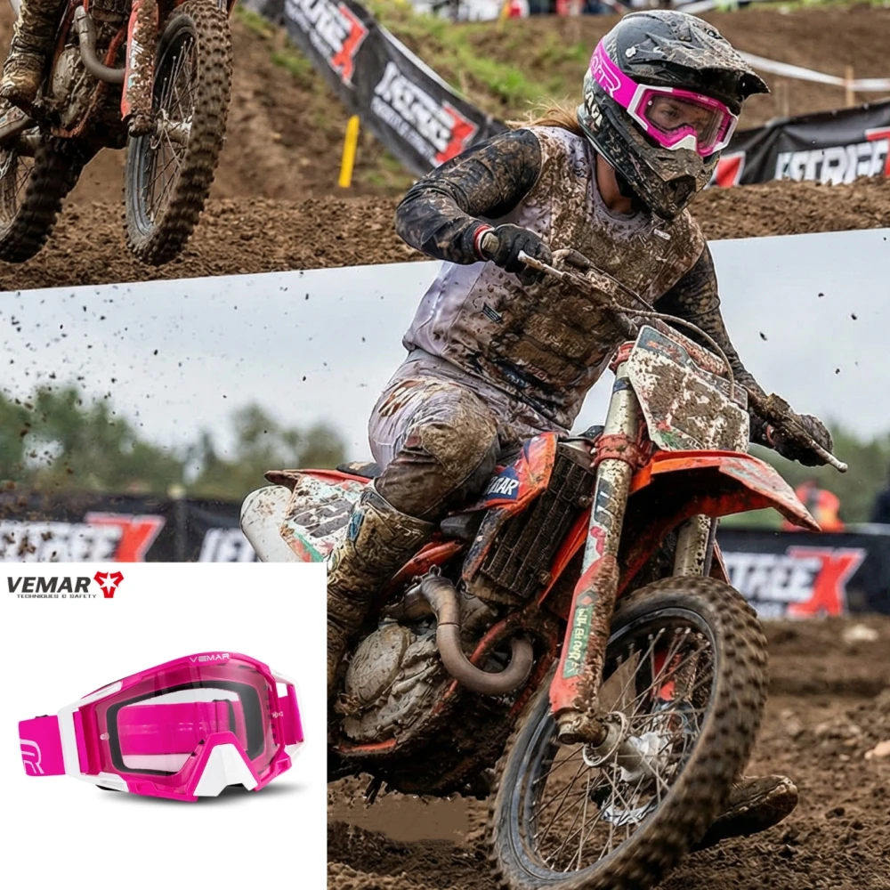 

VEMAR Pro Riding Goggles Anti-Fog Shield Impact-Resistant Motocross ATV MTB Dirt Bike​