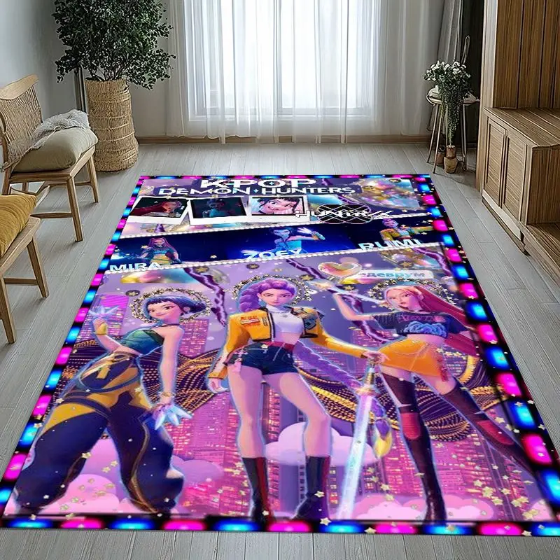 KPop D-Demon H-Hunters Girl Group Cartoon Soft Non-Slip Area Rug for Living Room,Bedroom Playroom Carpet Mat for Sofa,Home Decor