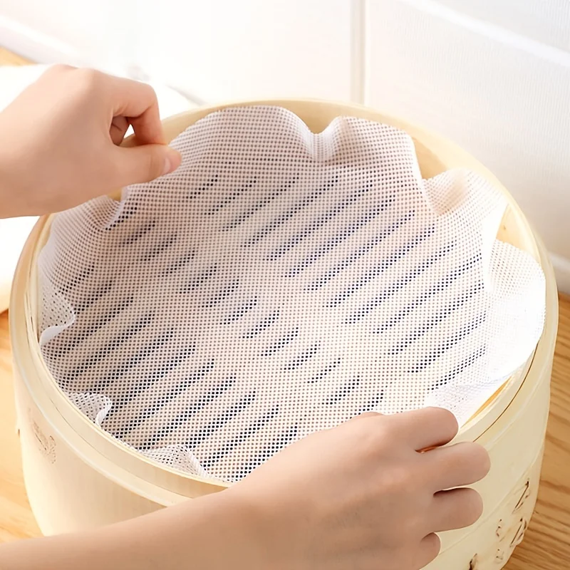 5Pcs Silikon Dampfer Pad Hohe Temperatur Widerstand Dampfer Tuch Wiederverwendbare Nicht-Stick Dampfer Liner Dim Sum Kochen Dampf matte – Detail 3