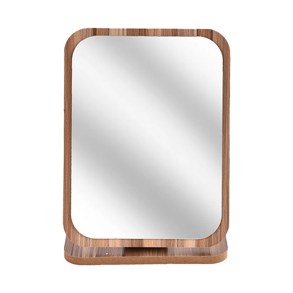 

Desk Vanity Mirror Ornament Desktop Foldable Makeup Light Brown Women Decor Beauty