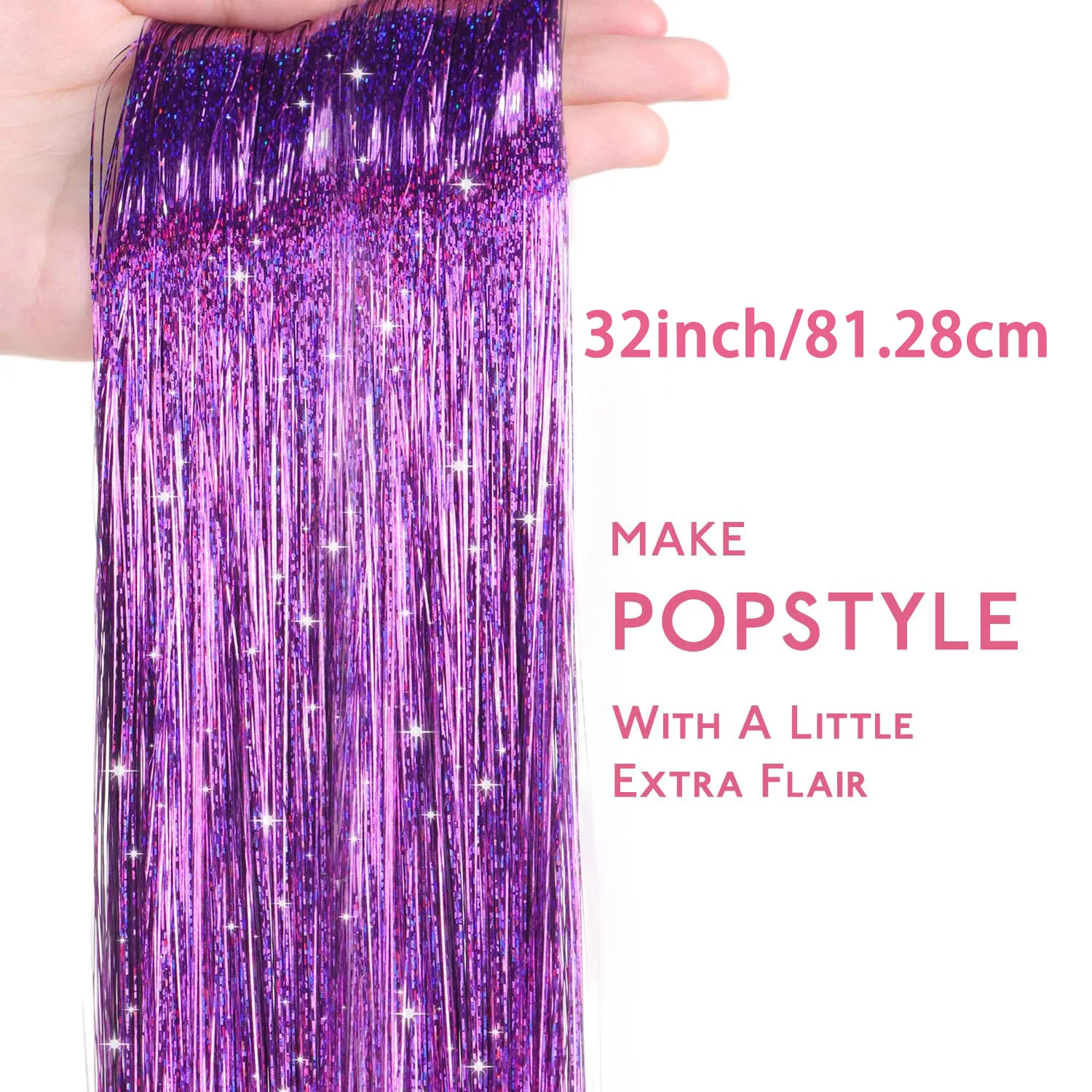 Colorful Extensions Fairy Synthetic Hair 6packs Tinsel Kit Heat Resistant Sparkling Glitter Tensile Hair Accessories for Girls